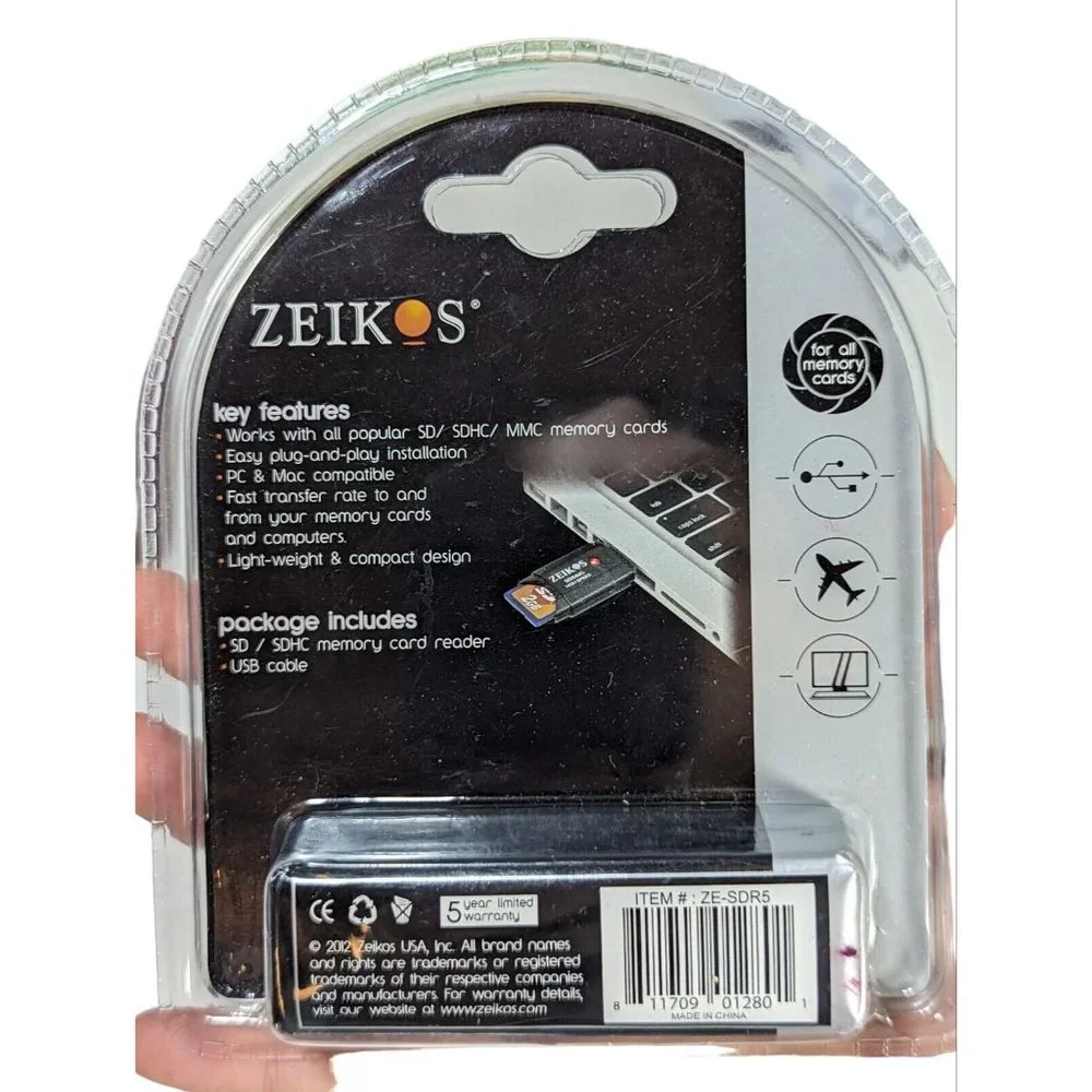ZEIKOS - SECURE DIGITAL CARD READER / WRITER FOR SDHC / MMC - BRAND NEW